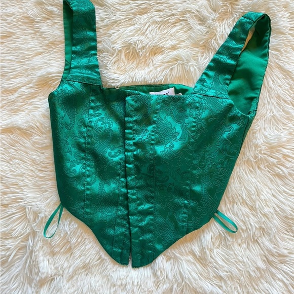 Princess Polly Daydreaming Corset Top Emerald Green Ladies US 2 - Picture 4 of 6